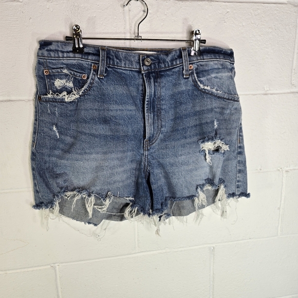 Abercrombie High Rise 4" Short Distressed Denim Jean Shorts - Picture 2 of 6